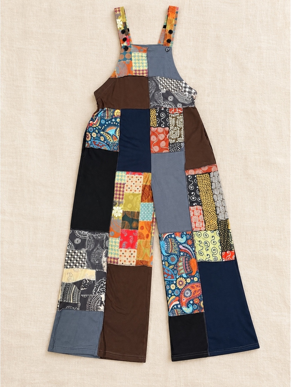 NEW Yak & Yeti Boho Patchwork Overalls Size S/M